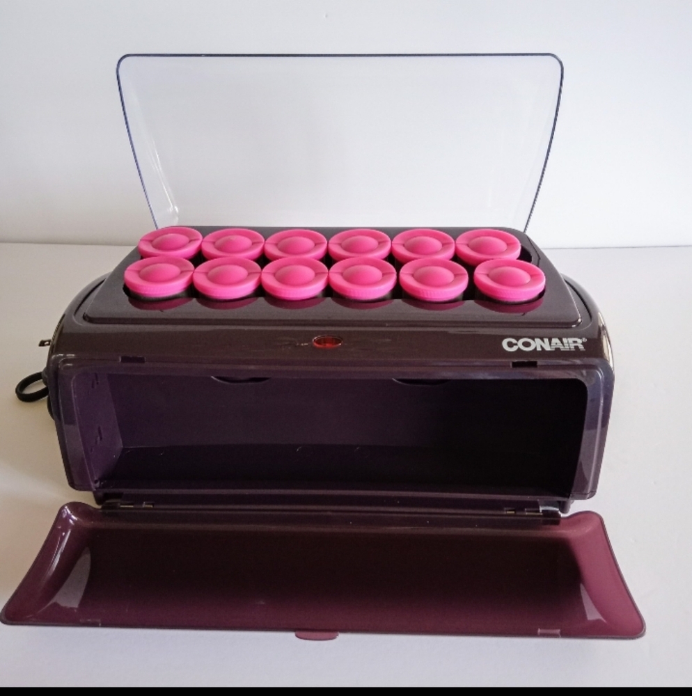 Conair Electric 12 Large/Jumbo Hair Roller Set Pink Rollers 3-5 Minute Heat Up